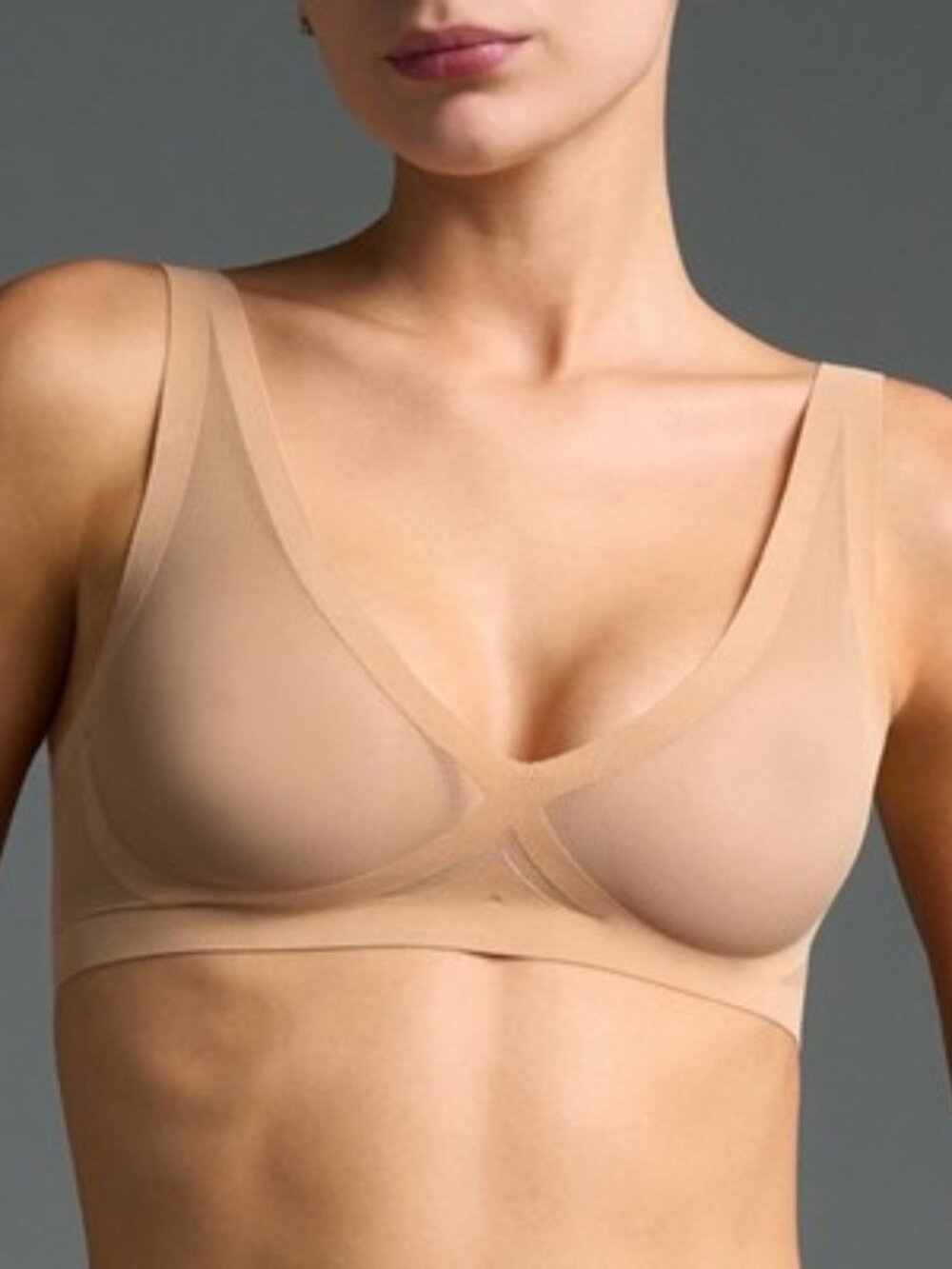 SET OF 2 EBY Sheer Bralette Mesh Tan Weightless Velvet Size 2XDD Wireless EUC